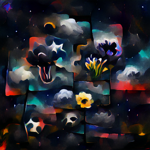 dark sky with colorful flowers (VQGAN-CLIP)